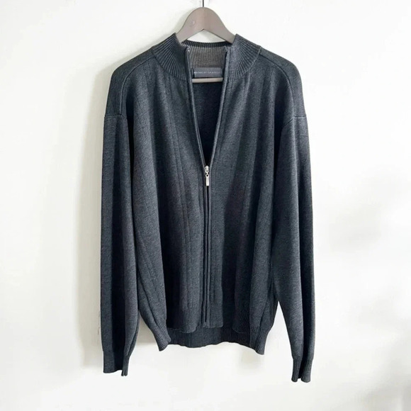 Oscar de la Renta dark gray long sleeve zip up sweater size XL - Picture 1 of 7